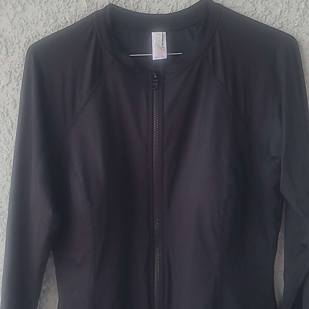 Sea Level Swim Size 12 Black Long Sleeve Zip Front One Piece Swimsuit - Picture 5 of 8